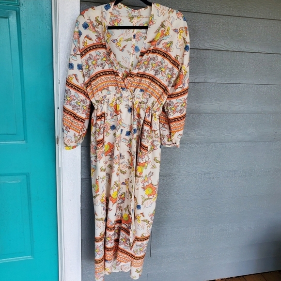 Umgee Dresses & Skirts - Umgee Size Small Orange Floral Bohemian Maxi Dress EUC